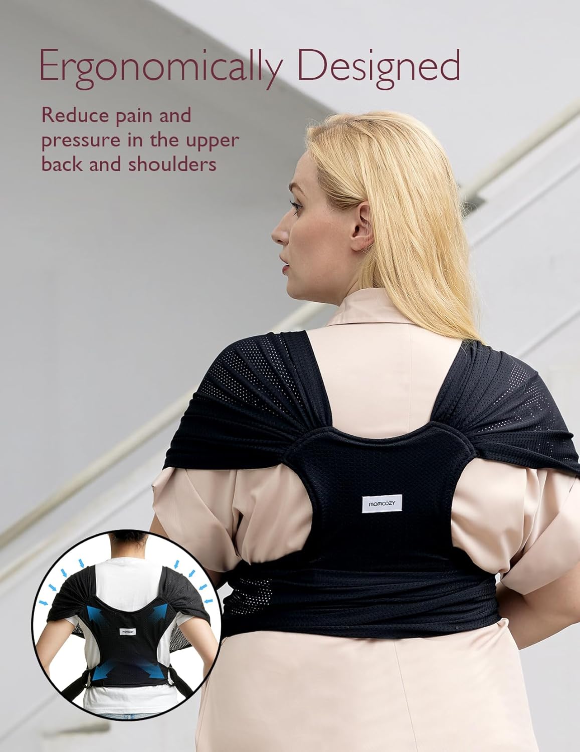 Momcozy Baby Carrier AirMesh - The Perfect Summer Water Sling for Newborns to Toddler 8-35 lbs - Cooling, Breathable and Lightweight Baby Wrap, Nice for Summer, Pool, Beach, Swimming, Black