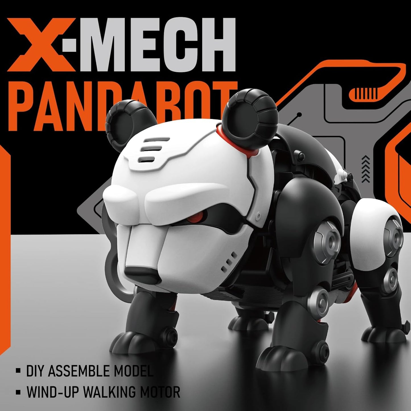 DINOBROS STEM Panda Mechanical DIY Building Blocks Toy 3D Puzzle Assembling Robot Wind Up Walking Pandabot Take Apart Toys for Kids X-MECH