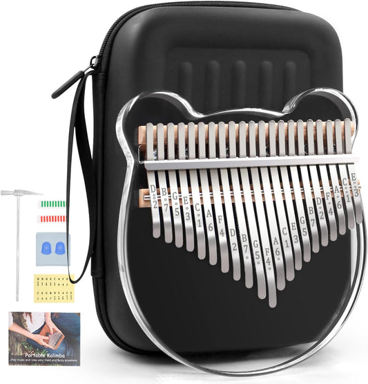 Acrylic Kalimba Thumb Piano,YUNDIE Portable 17/21 Keys Mbira Crystal Finger Piano, Musical Instruments Birthday Gift for Kid Adult Beginners Professional(Clear) (21 Keys)