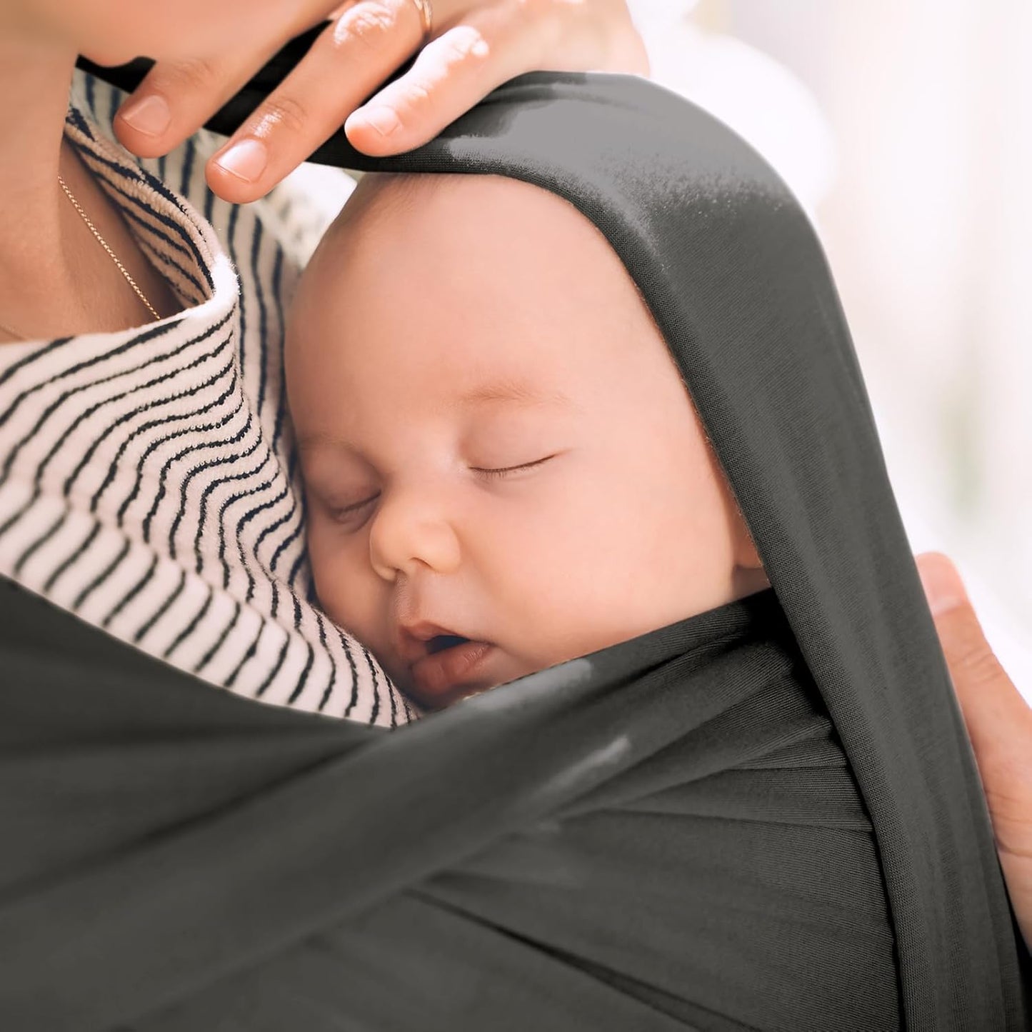 Acrabros Baby Wrap Carrier,Hands Free Baby Carrier Sling,Lightweight,Breathable,Softness,Perfect for Newborn Infants and Babies Shower Gift,Dark Grey