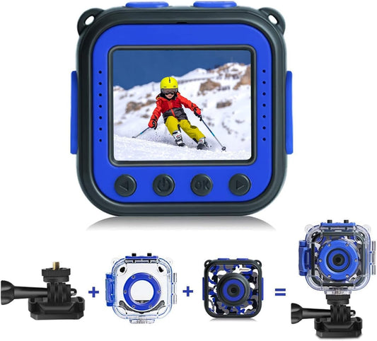 PROGRACE Kids Waterproof Camera for Kids Action Video Digital Camera 1080 HD Toy Cameras for Boys Birthday Christmas New Year Gifts, Blue