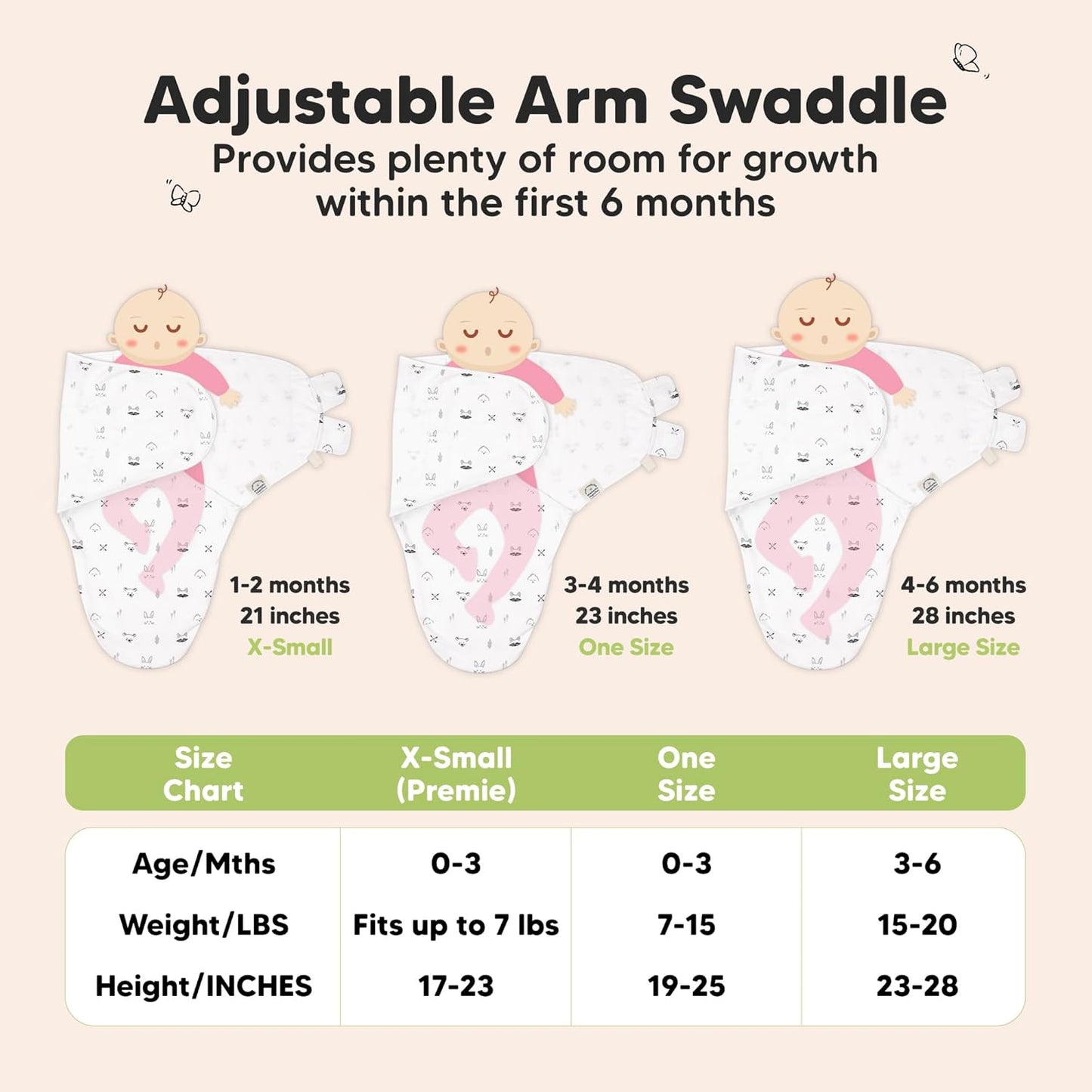 KeaBabies 3-Pack Organic Baby Swaddle Sleep Sacks - Swaddles for Newborns, Infant 0-3 Months, Baby Girls, Boys, Soft & Snug Newborn Sleep Sack, Nursery Swaddling Blankets (Nordic, XS)