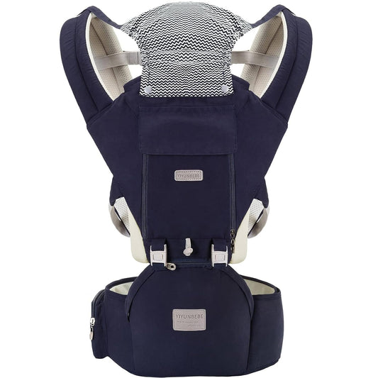 Baby Carrier, 3-in-1 Baby Carrier Newborn to Toddler with Hip Seat (Ergonomic M Position) for 0-36 Month/7-45lbs, Adjustable Size for Enhanced Lumbar Support,Perfect for On-The-go, Dark Blue