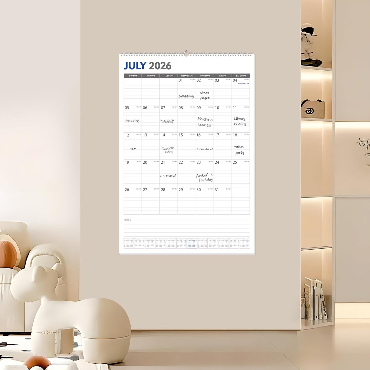 GuassLee Extra Large Wall Calendar 2025-26, 20"x 30" Gaint Vertical Wall Calendar 2026, Sep. 2025 to Mar. 2027, 19-Month Hanging Paper Planner Wall with Julian Date for Office Home