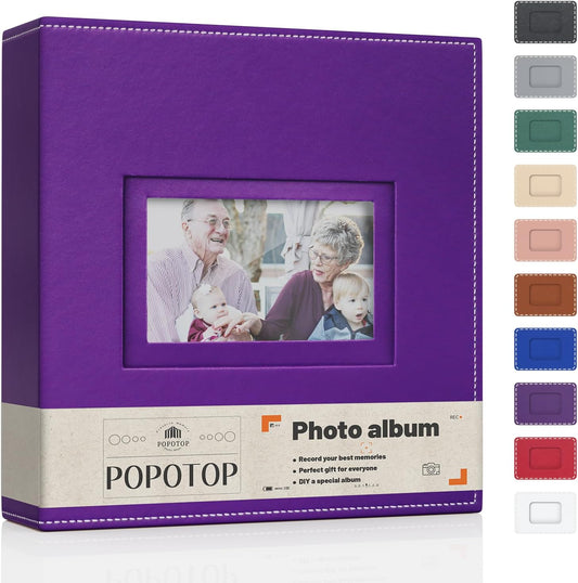 Popotop Photo Album 4x6 300 Pockets with Leather Hardcover Cover, Small Photo Album Holder Book with 50Pcs Pages for Family Travel Wedding Baby Gifts