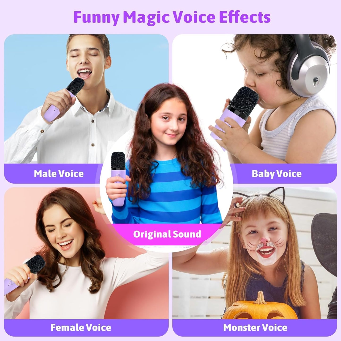 Karaoke Machine for Kids Adults, Portable Bluetooth Speaker with 2 Wireless Microphones and LED Lights, Kids Toys Birthday Gifts for Girls and Boys Ages 4, 5, 6, 7, 8,9,10,11,12+ Years, Home Party