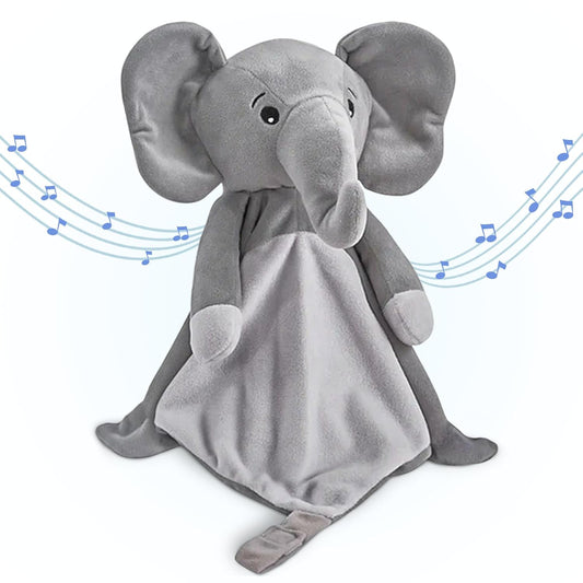 Love By Emi Baby Music Lovey Grey Elephant, Baby Sleep Soother for Crib & Cuddle Bedtime, White Noise with a Heartbeat & Lullaby, Plush Sound Toy, Stuffed Animal for Newborns, Infants & Toddlers