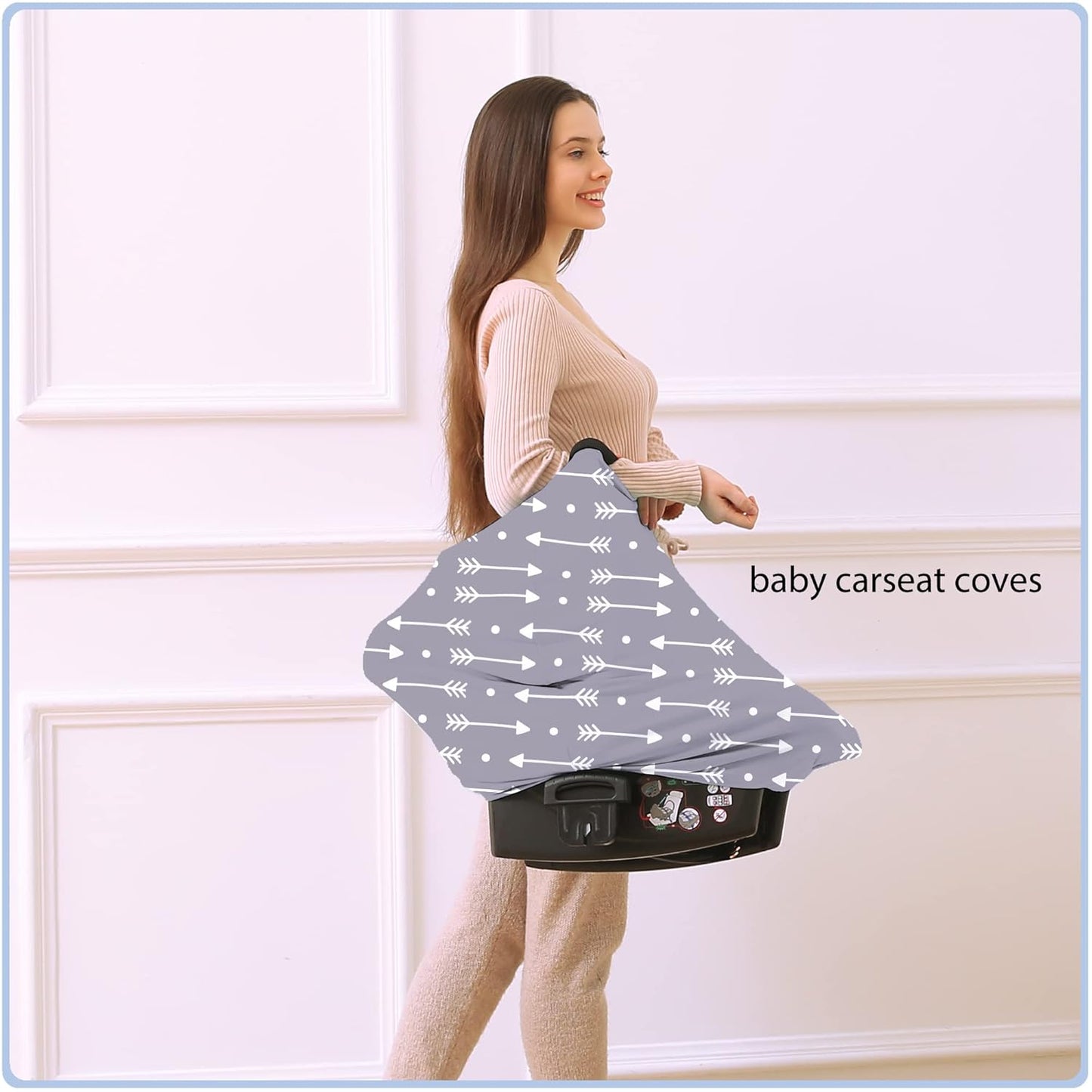 Car Seat Covers for Babies - Multi- use Nursing Carseat Canopy, Breastfeeding Covers, Baby Shower Gifts for Boys and Girls (dot Arrows)