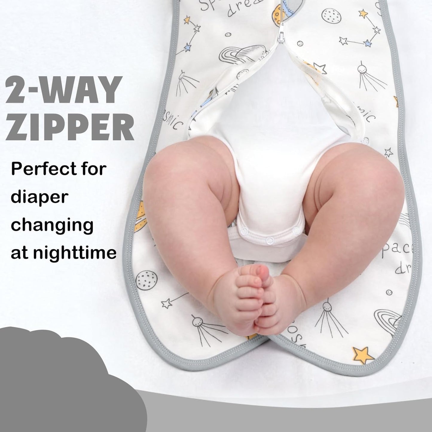 2 Pack Transition Swaddle with 2 Way Zipper, 2 in 1 Arms in/Out Transitional Arms Up Swaddle, 100% Cotton Newborn Swaddles Zipper Swaddles Baby Swaddling Sack Sleeping Sack 3-6 Months