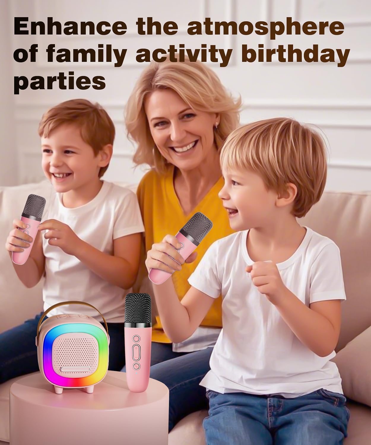 Mini Karaoke Machine Speaker for Kids Adults, Portable Bluetooth with 1 Wireless Microphones, Children's Day Birthday Gift Ideas for Toys for Teens Boys and Girls Aged 4, 5, 6, 7, 8, 9, 10, 11, 12+