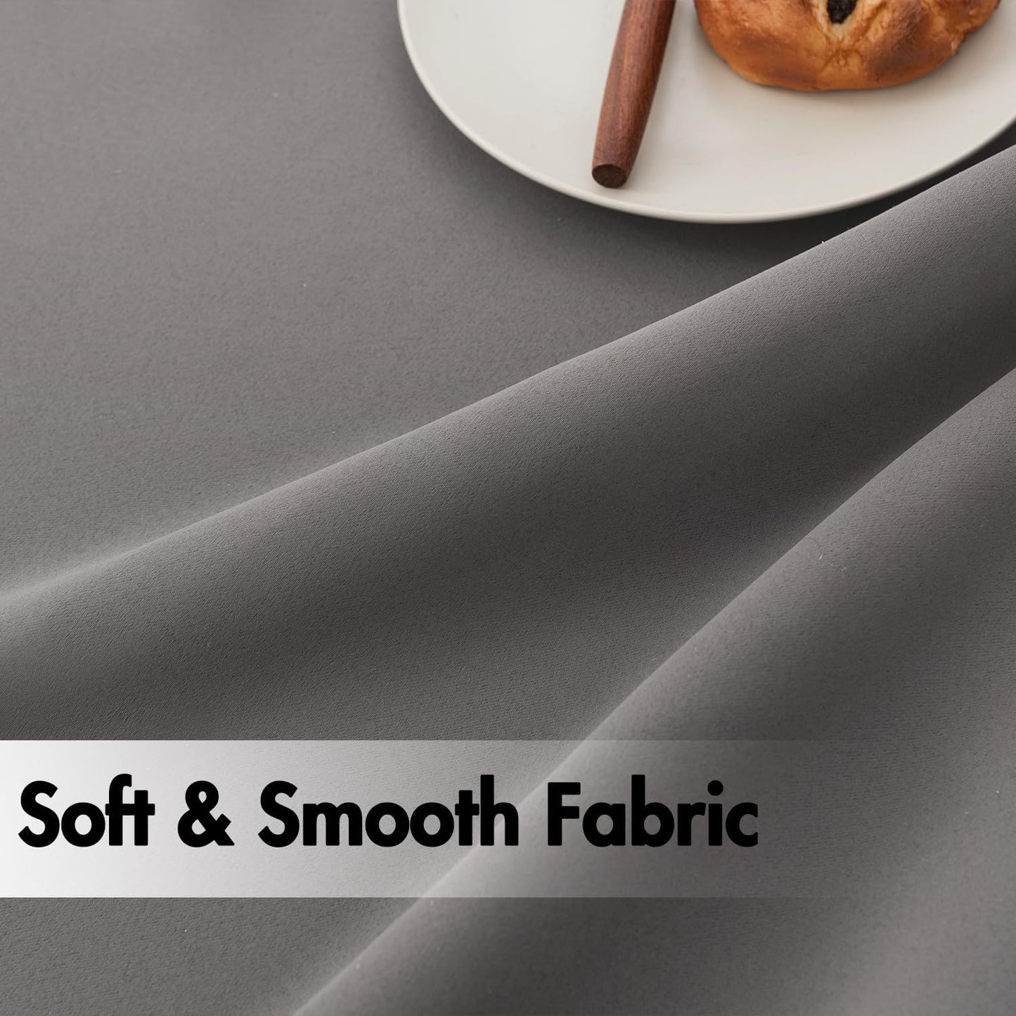 ANRODUO Back Tab Blackout Curtains for Bedroom Living Room, Rod Pocket Pinch Pleated Thermal Insulated Room Darkening Curtains 90 Inches Long 2 Panels, Grey, 52 x 90 Inch