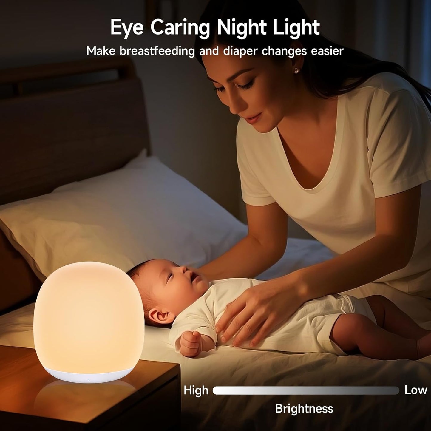 Baby Night Light, Nursery Night Lamp with 8 RGB Colors Changing, 1h Timer, Rechargeable & Touch Control, Soft BPA Free Portable Dimmable Night Lamp for Kids Room Breastfeeding