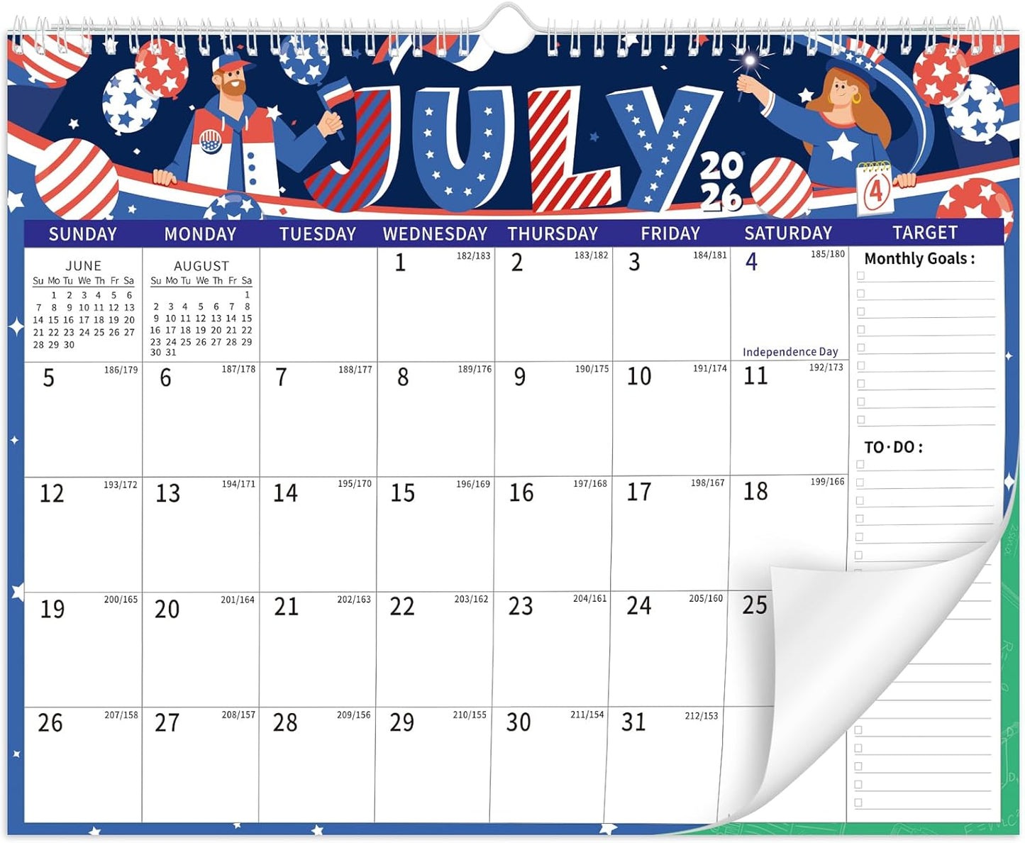 Wall Calendar 2026-2027, 18 Month Large Desk Calendar from January 2026 to June 2027 14.5" x 11.8" Monthly Calendar with Twin-Wire Binding for Home Office Planning Organisers, Festival Style