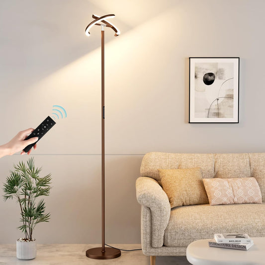 Floor Lamps for Living Room, 40W/2400LM LED Floor Lamp with Touch & Remote Control, 70" Tall Standing Lamp Stepless Dimmable, Modern Torchiere Corner Lamp for Bedroom, Office - Brown