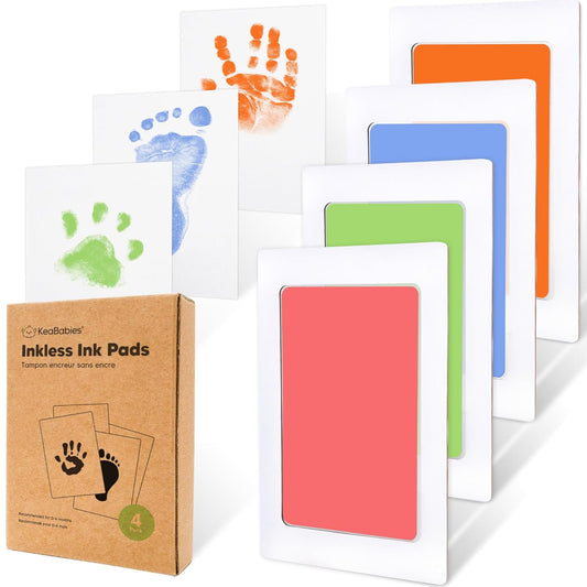 4-Pack Inkless Baby Hand and Footprint Kit - Mess Free Ink Pad for Newborn Keepsake, Dog Nose & Paw Print Kit, Clean Touch Ink Pad for Baby Hand & Footprints, Ideal New Mom Gifts (Candy)