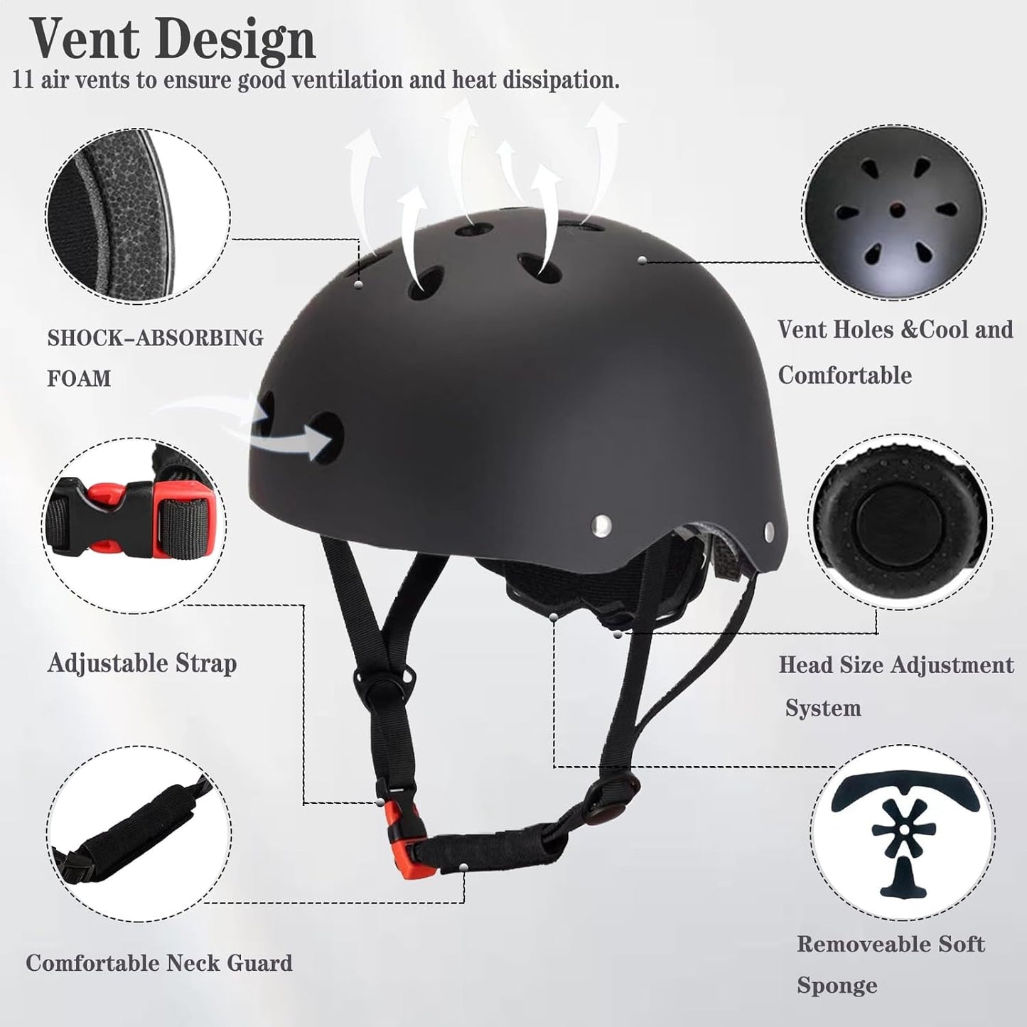 Kids Helmet,Toddler Skateboard Helmets for Ages 2-3-5-8-14 Years Boys Girls with Knee and Elbow Pads Wrist Guards fit Roller Skates,Skateboarding,Skating Scooter Adjustable Kids Helmet