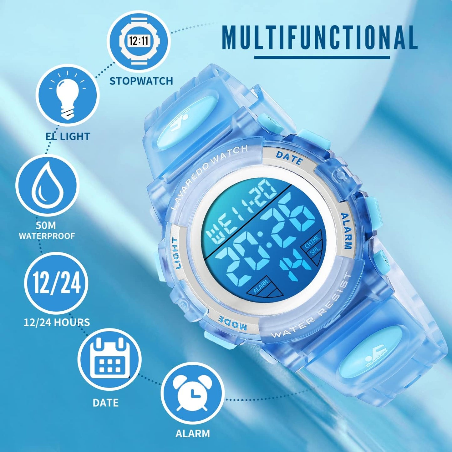 Kids Watch,Boys Watch for 3-15 Year Old Boys,Digital Sport Outdoor Multifunctional Chronograph LED 50 M Waterproof Alarm Calendar Analog Watch for Children with Silicone Band,Kids Gift