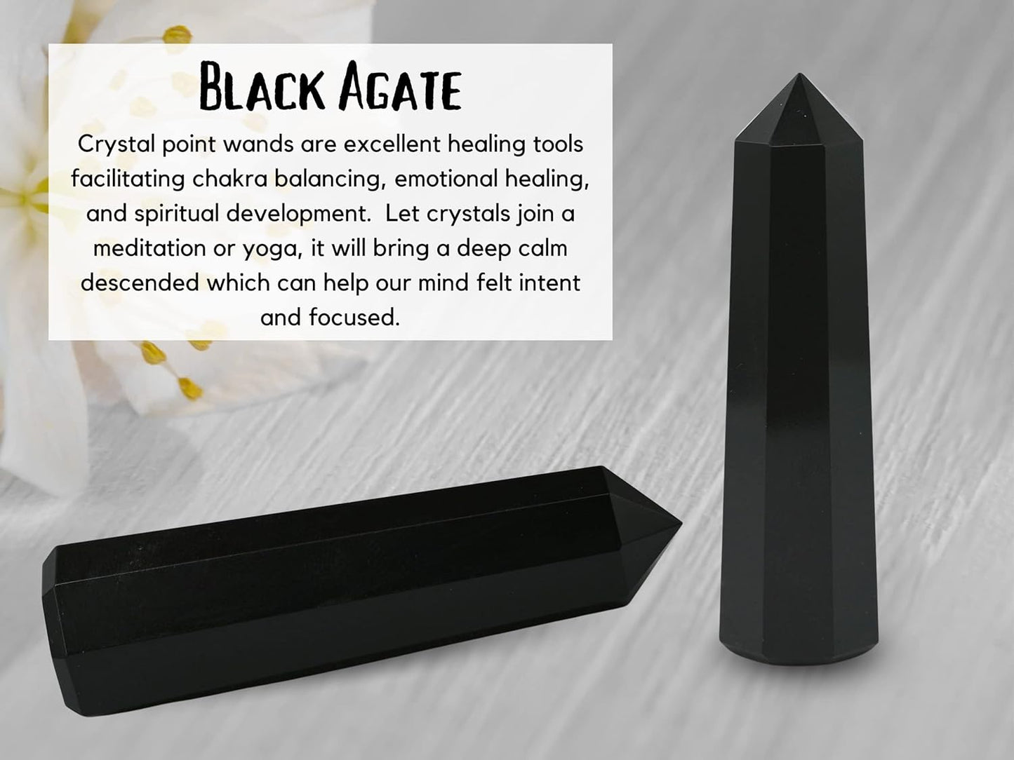 Amazing Gemstone Black Agate Crystal Towers ~ Natural Healing Crystal Point Obelisk for Reiki Healing and Crystal Grid (3- Inch)