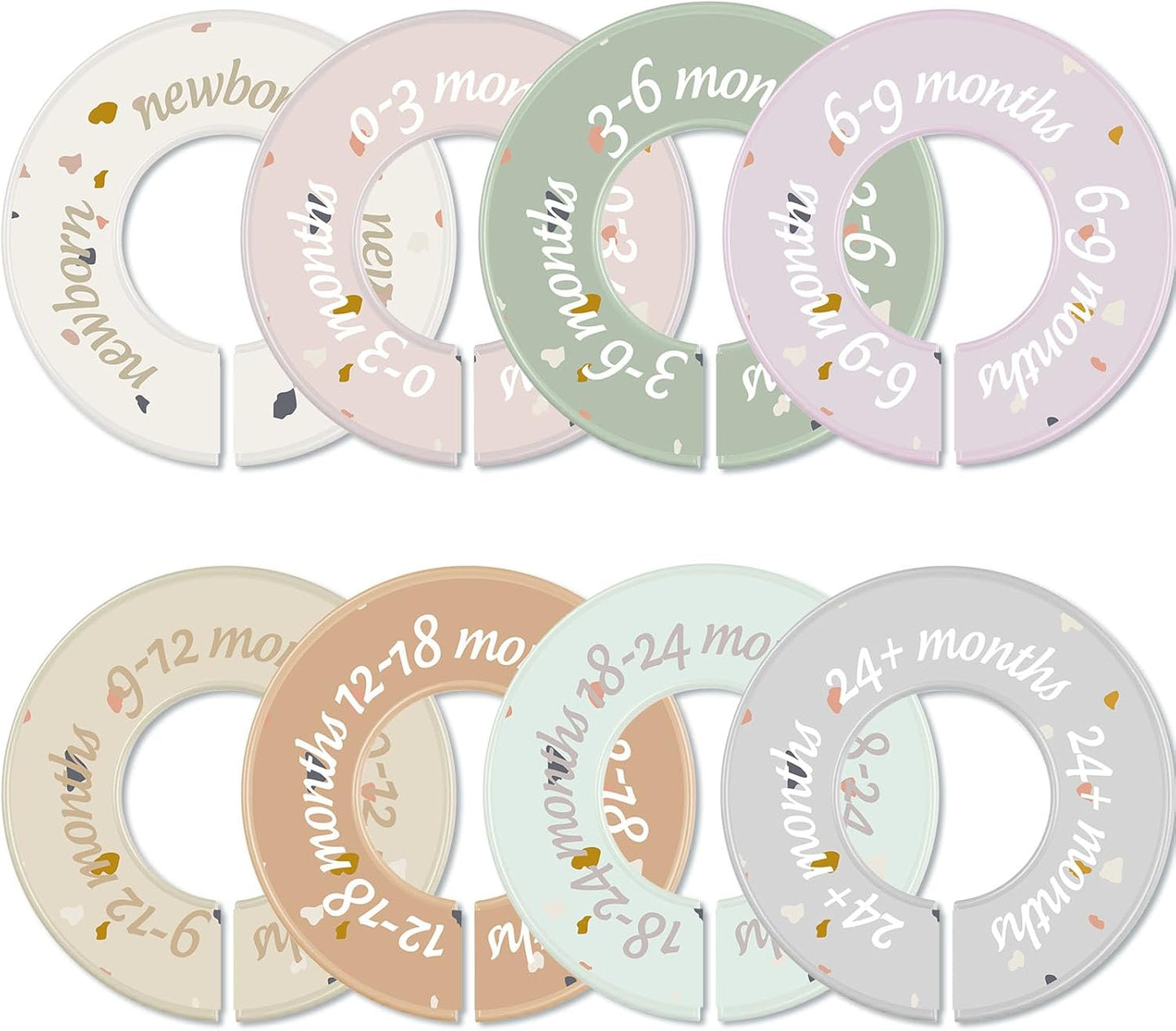 8 Pcs Baby Closet Dividers Unisex Baby Clothes Organizers Clear Labels for Nursery Closet Organizer & Decor Nursery Fits Most Rods(Donut,Light Color)