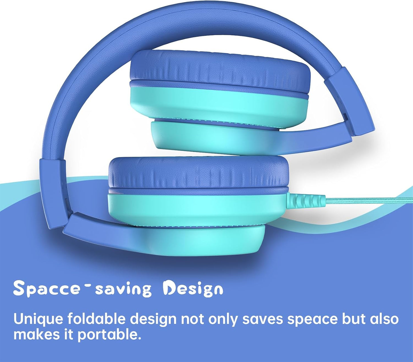 Bila Kids Headphones, Wired Over Ear Headphones with Microphone, Volume Limiter for Girls & Boys, Foldable for Learning & Entertainment