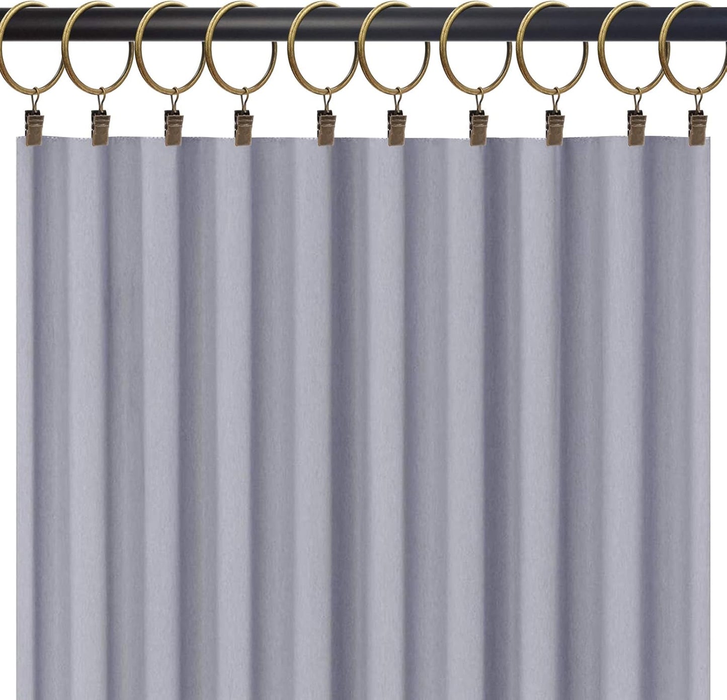 40 Pack Bronze Curtain Rings with Clips, Curtain Hooks Hangers Clip Rings for Hanging Drapes Bows Hat, Drapery Rings 1.77 in I D, Fits up to 1.5 in Diameter Curtain Rod.