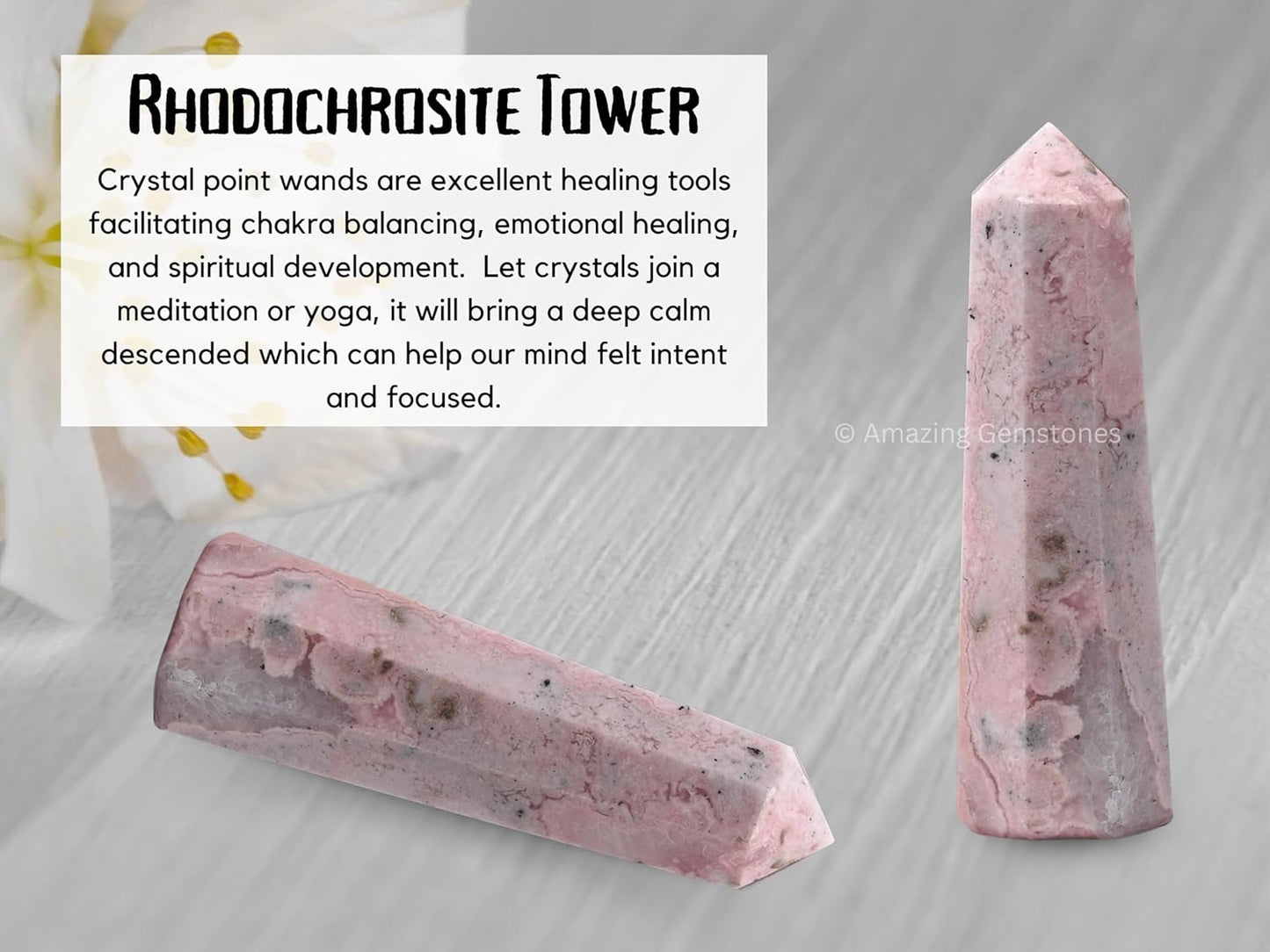 Amazing Gemstone Rhodochrosite Crystal Towers ~ Natural Healing Crystal Point Obelisk for Reiki Healing and Crystal Grid (2 to 3 INCH)