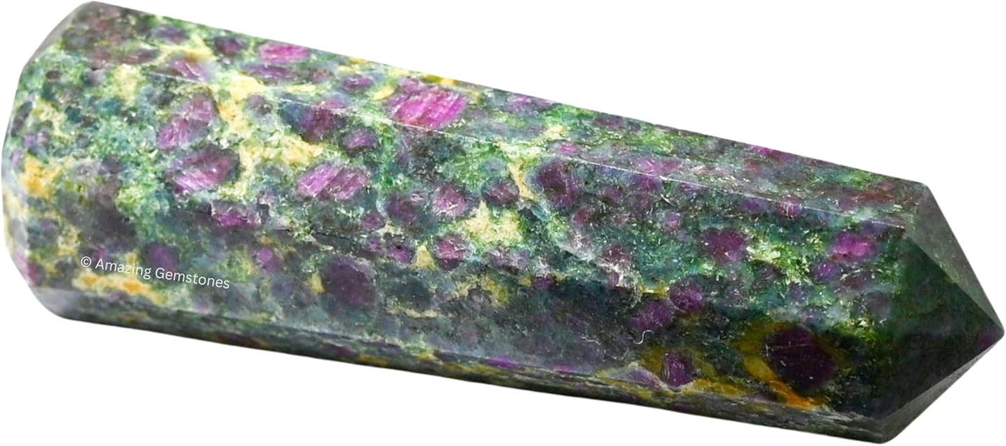 Amazing Gemstone Ruby Fuchsite Crystal Towers ~ Natural Healing Crystal Point Obelisk for Reiki Healing and Crystal Grid (2 to 3 INCH)