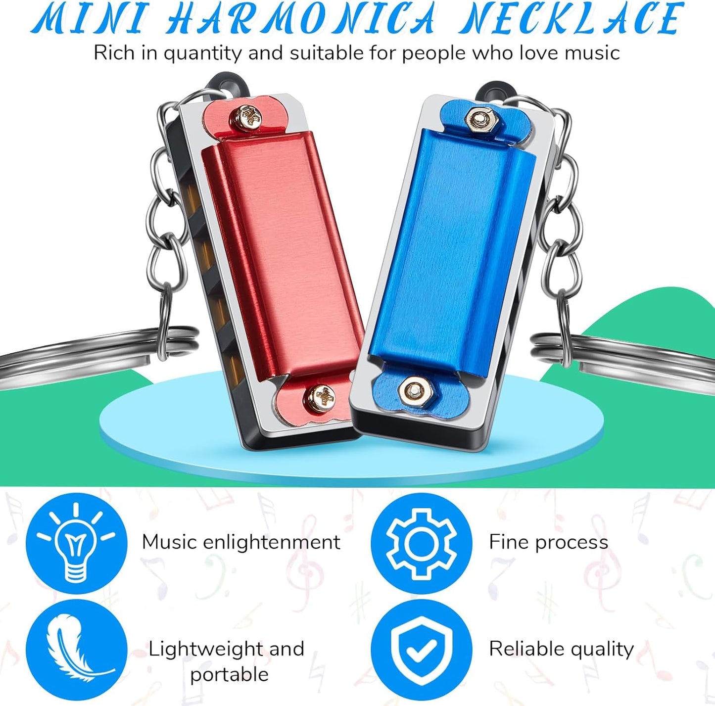 Ecally 32 Pcs Mini Harmonica Keychain for Kids Operation Christmas Favors Portable Wind Instruments 4 Holes 8 Tunes Harmonica Music Party Favors Cute Music Keychain Accessory (Multicolor)