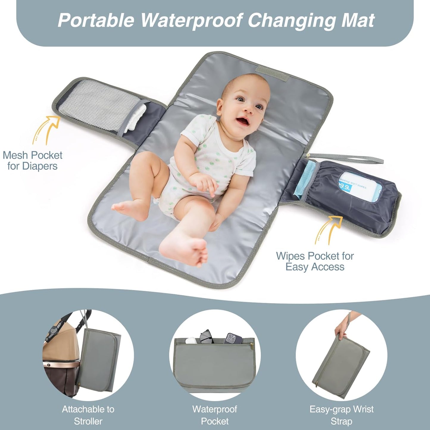 MOMUVO Diaper Bag Backpack, Quilted Baby Bag with Changing Pad & Stroller Straps & Pacifier Case, Multifunction Waterproof Travel Diaper Bags, Unisex, Olive Green