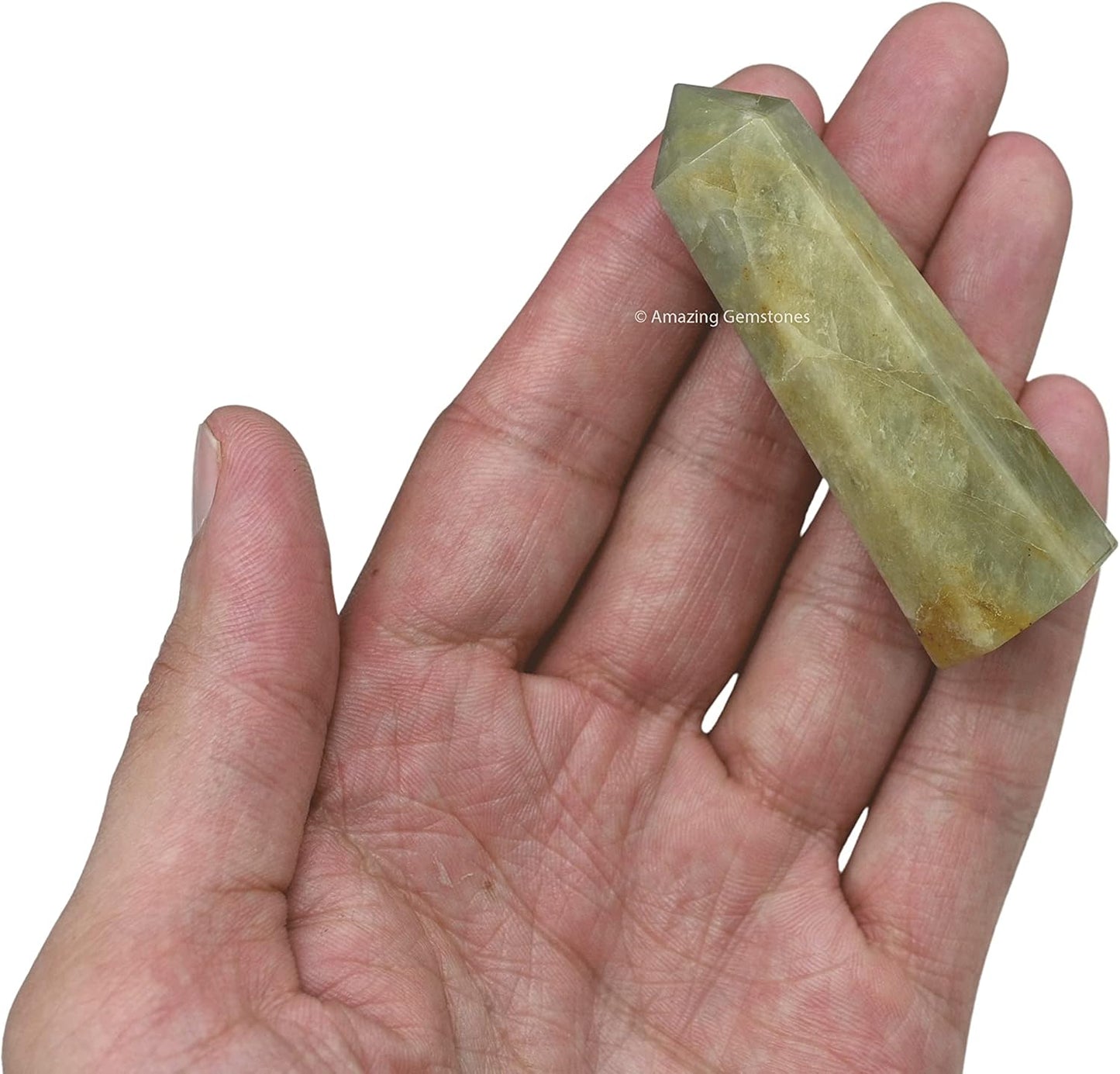 Amazing Gemstone Yellow Aquamarine Crystal Towers - Natural Healing Crystal Point Obelisk for Reiki Healing and Crystal Grid (2" to 3" Inch)