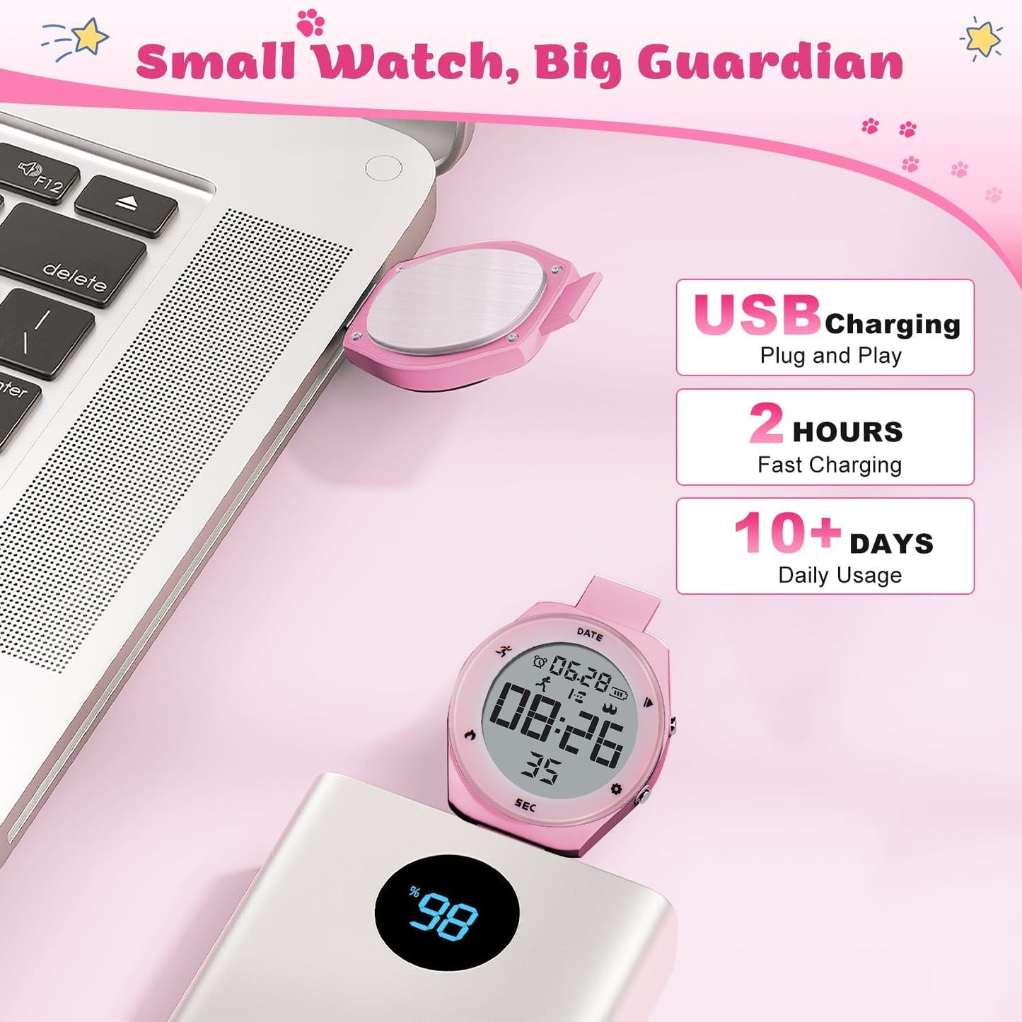 Kids Watches for Girls Boys Digital Sport Watch with Step Counter Pedometer Vibration Alarm Clock, No App Waterproof Fitness Tracker Kids Watch Boys Girls Teens Students Ages 5-16