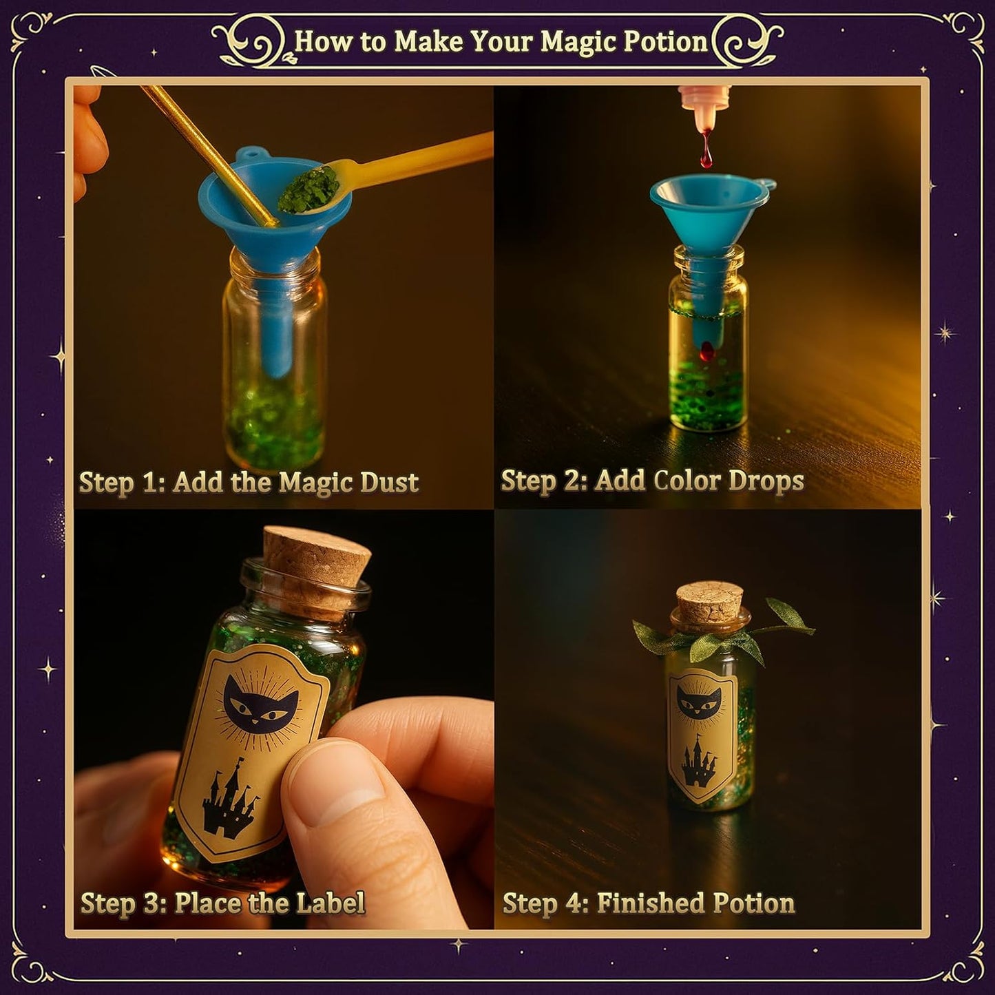 AMIZEY Fairy Potion Kit for Kids with Crystal Growing Toy - 20 Bottles - Gifts for Girls Ages 6-12