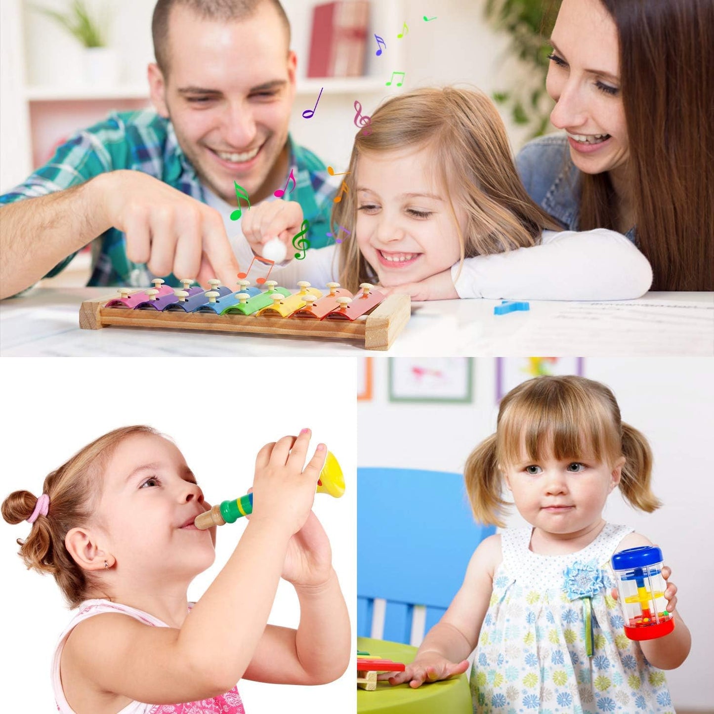 Kids Musical Instruments, 33Pcs 18 Types Wooden Percussion Instruments Tambourine Xylophone Toys for Kids Children, Preschool Education Early Learning Musical Toy for Boys and Girls