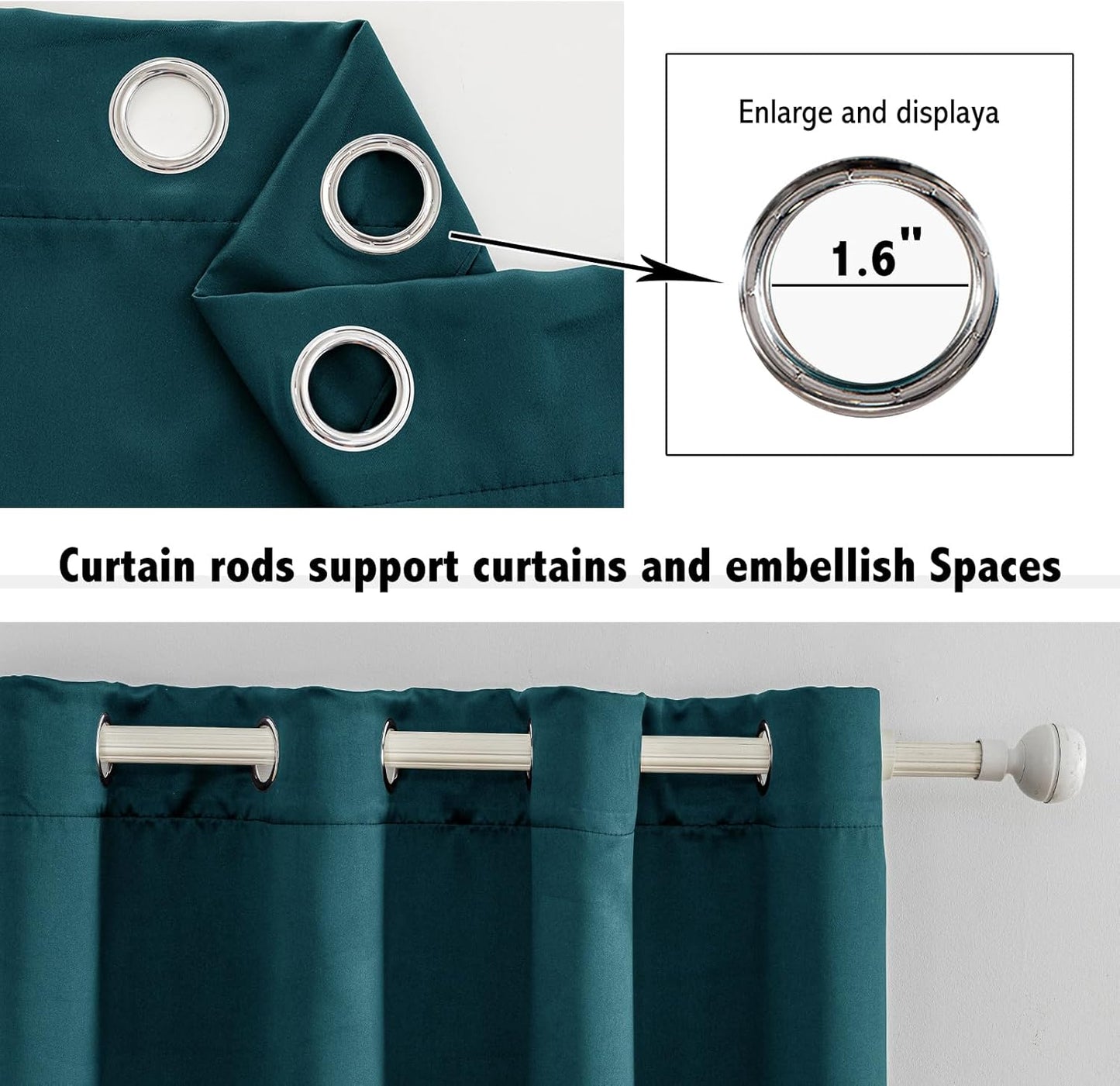 Anytime 100% Blackout Curtain Set, Thermal Insulated & Energy Efficiency Window Draperies for Guest Room, Full Shading Panels for Shift Worker and Light Sleepers（Greyish Blue, 2 Panels, 70W x 95L）