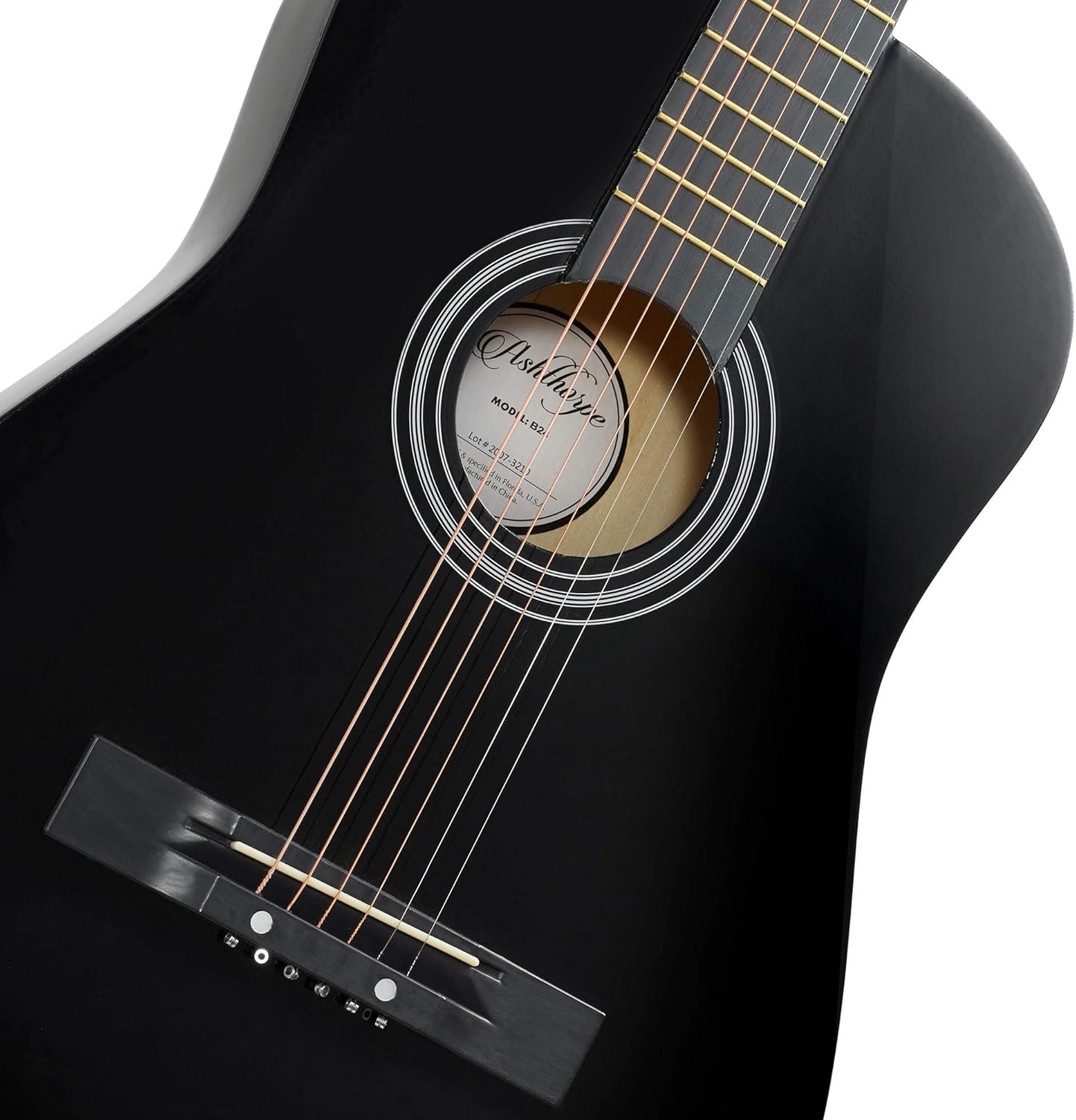 Ashthorpe 38-inch Beginner Acoustic Guitar Package (Black), Basic Starter Kit w/Gig Bag, Strings, Strap, Tuner, Pitch Pipe, Picks