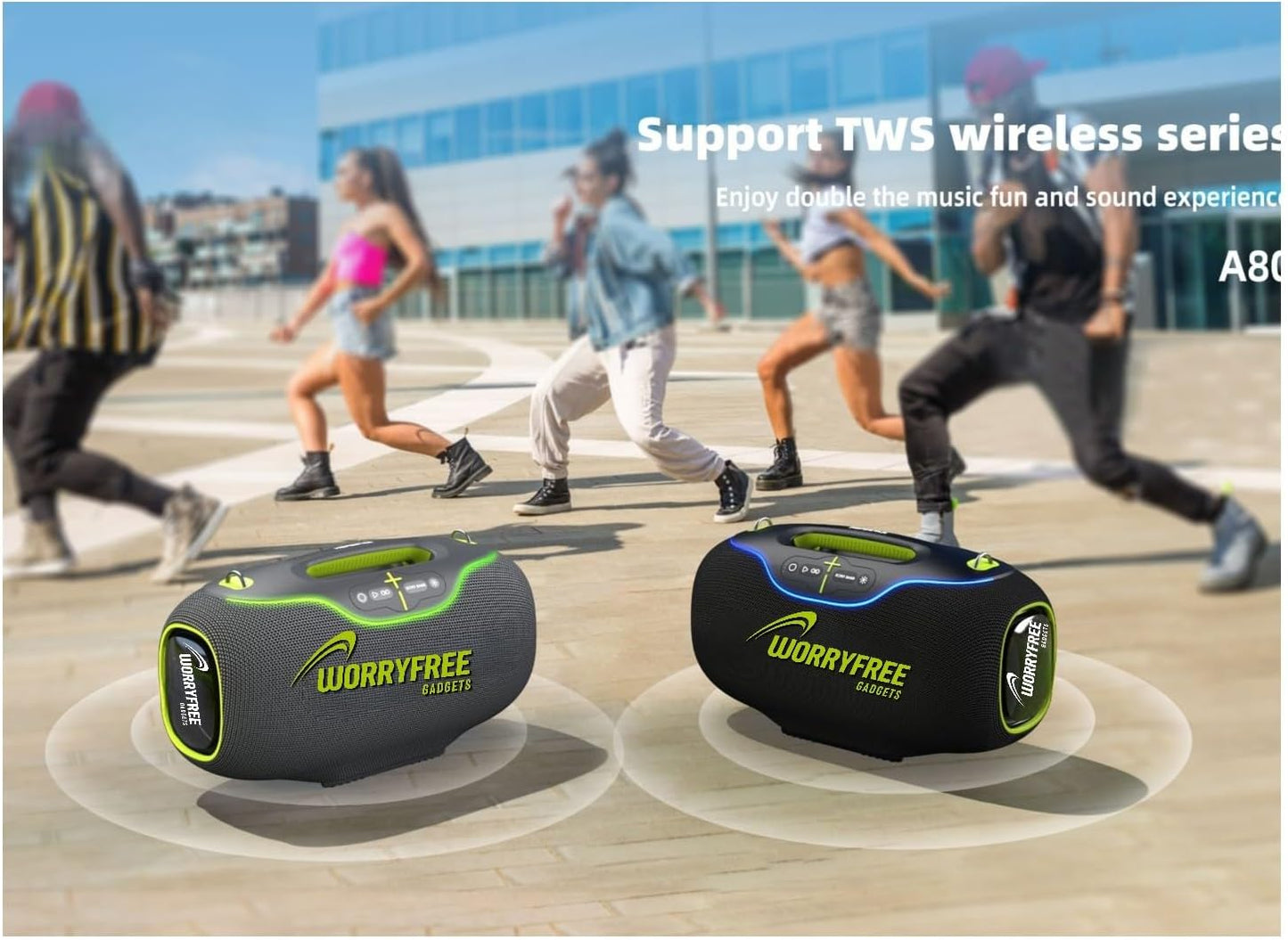 350W Wireless Bluetooth Speaker, 24Hrs Playtime, RGB Lights, Mic with EQ & Volume Control, 10M Range (Gray)