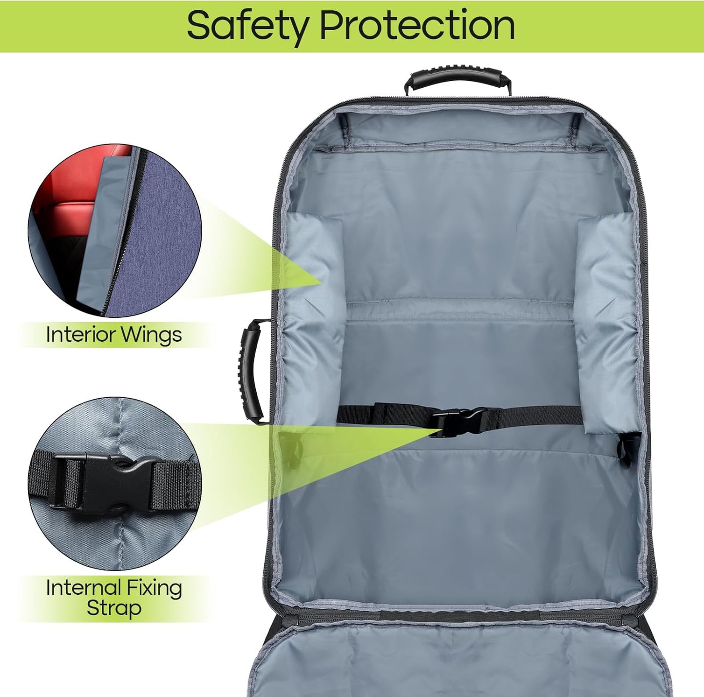 Padded Car Seat Travel Bag for Airplane, Heavy Duty Backpack for Air Travel, Water-Resistant Carrier with Shoulder Strap, Fits Most Car Seats (Blue+Black)