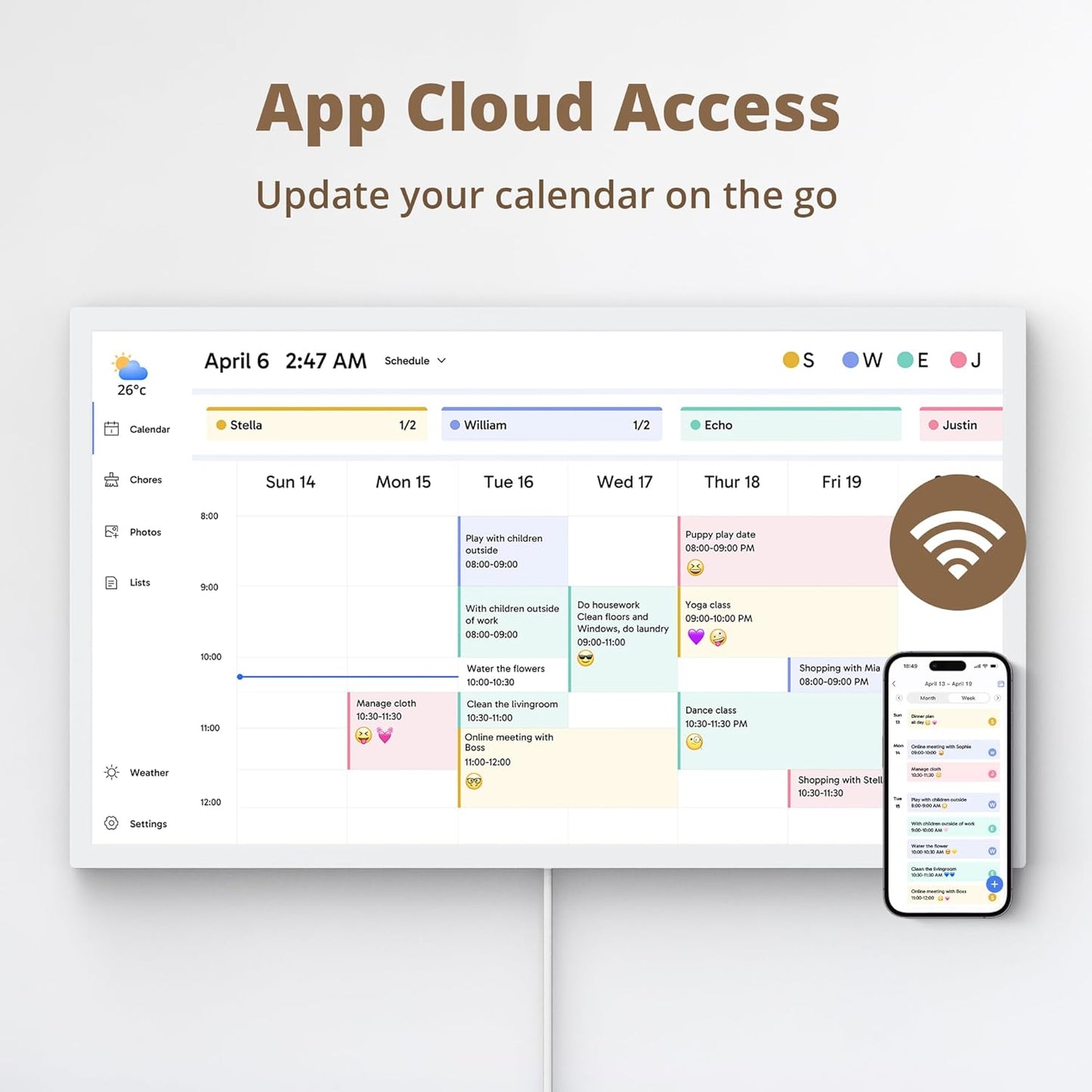 Dragon Touch 24 inch Digital Calendar Chore Chart – Interactive Touchscreen, Smart Family Planner, Hearth Display Desk Digital Calendar Seamless Scheduling