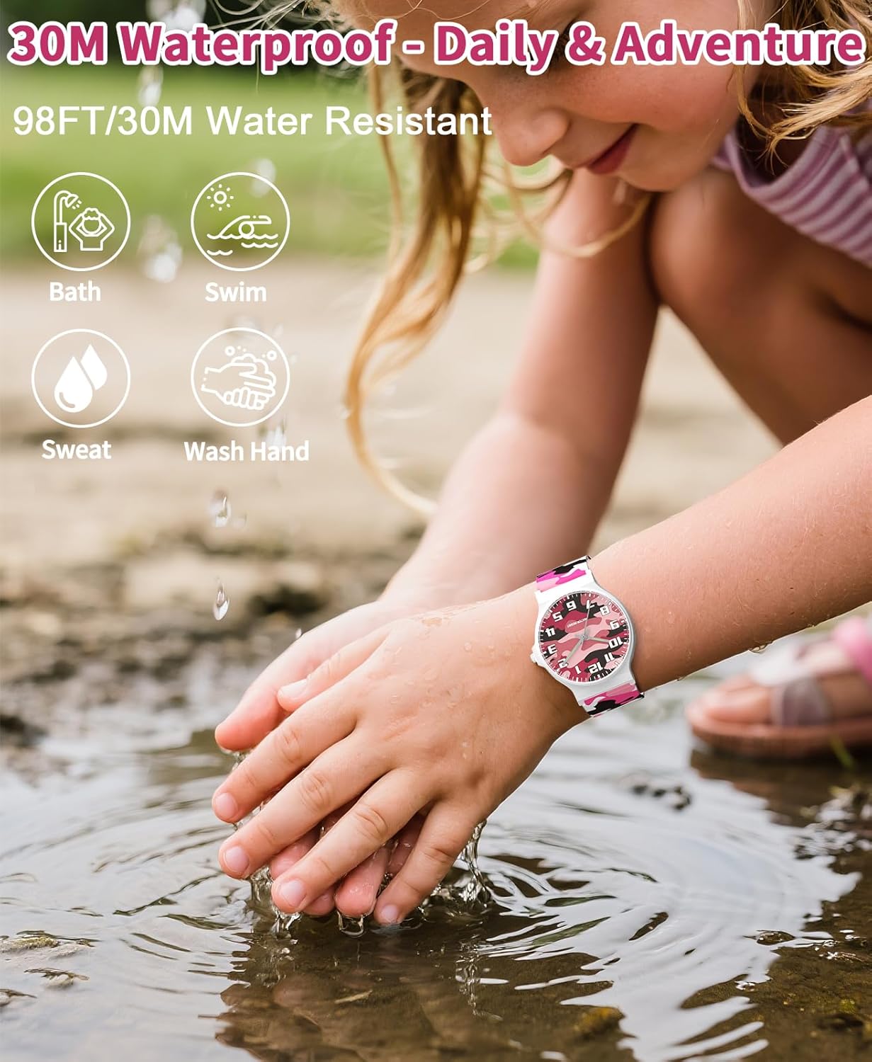 Kids Analog Watch Boys Girls, 30M Waterproof, Sports Watch for Boys, Easy to Read Children's Thin Dial Wrist Watches with Soft Band, for Ages 5-15 Kids Great Birthday Gifts Christmas Day