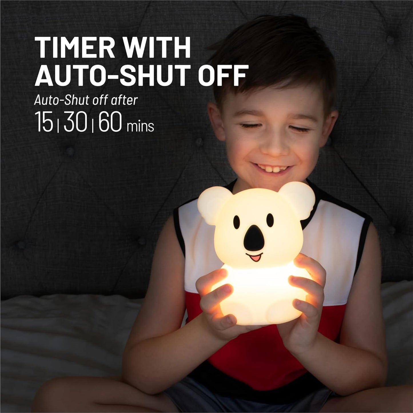 Lumipets Remote Control Silicone Night Light for Kids - Koala Design with 9 Soft Colors & Sleep Timer - Rechargeable, Battery-Operated Lamp for Bedroom | Baby Nursery, Toddler, Girls, Boys