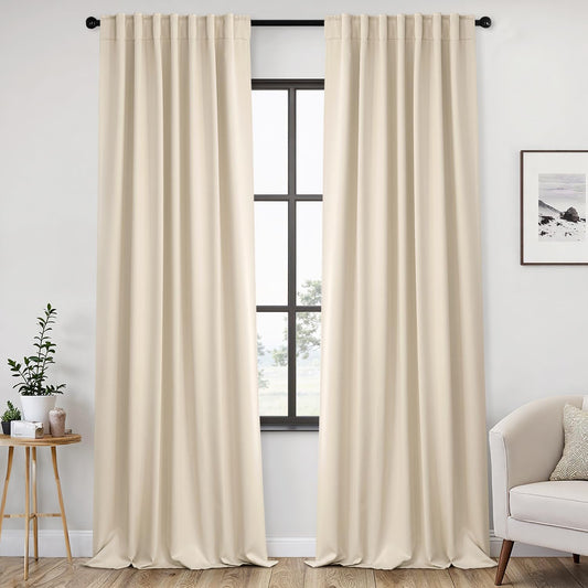 ANRODUO 120 Inch Room Darkening Curtains Extra Long Sage Green Light Blocking Curtains 2 Panels Set Thermal Insulated Blackout Drapes with Hooks, Rings, Clips 52x120