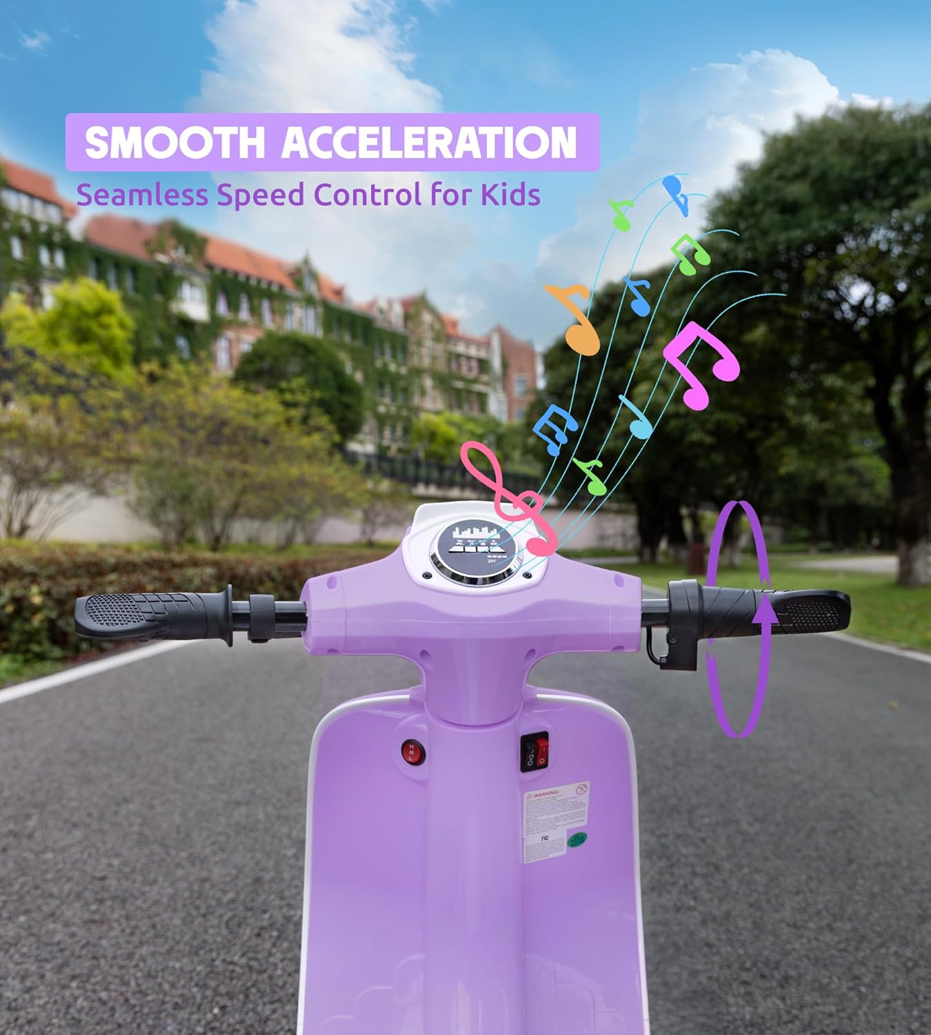 Kids Motorcycle, 2 Wheel Electric Motorcycle for Girls Ages 8-14, 24V Ride on Toys with Music, Story, Headlight, 3 Speed Options, Up to 60min Ride Time, for Riders up to 143 lbs, Easy Assemble, Purple