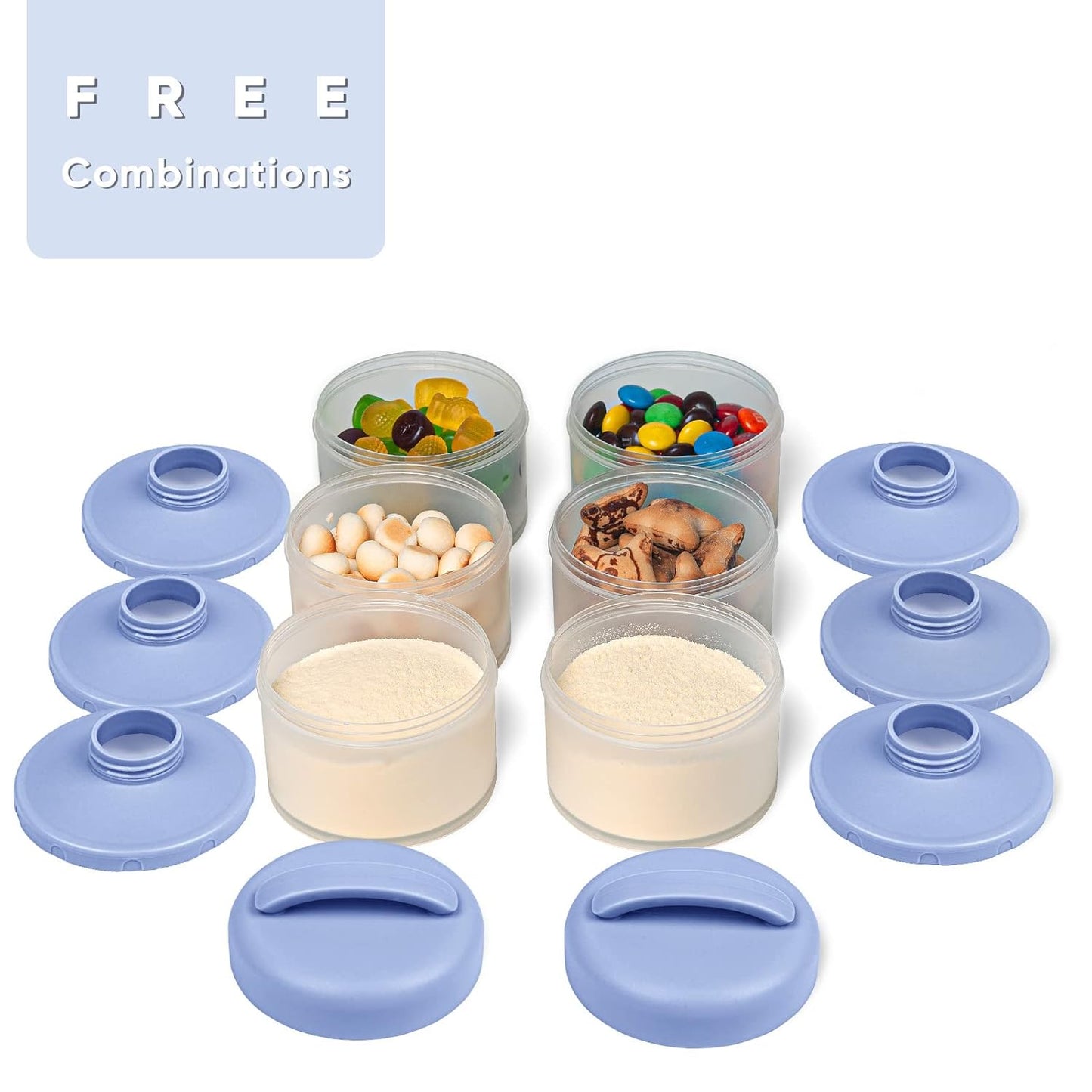 Termichy Stackable Formula Dispenser Portable Milk Powder Container, 2 Pack, Blue