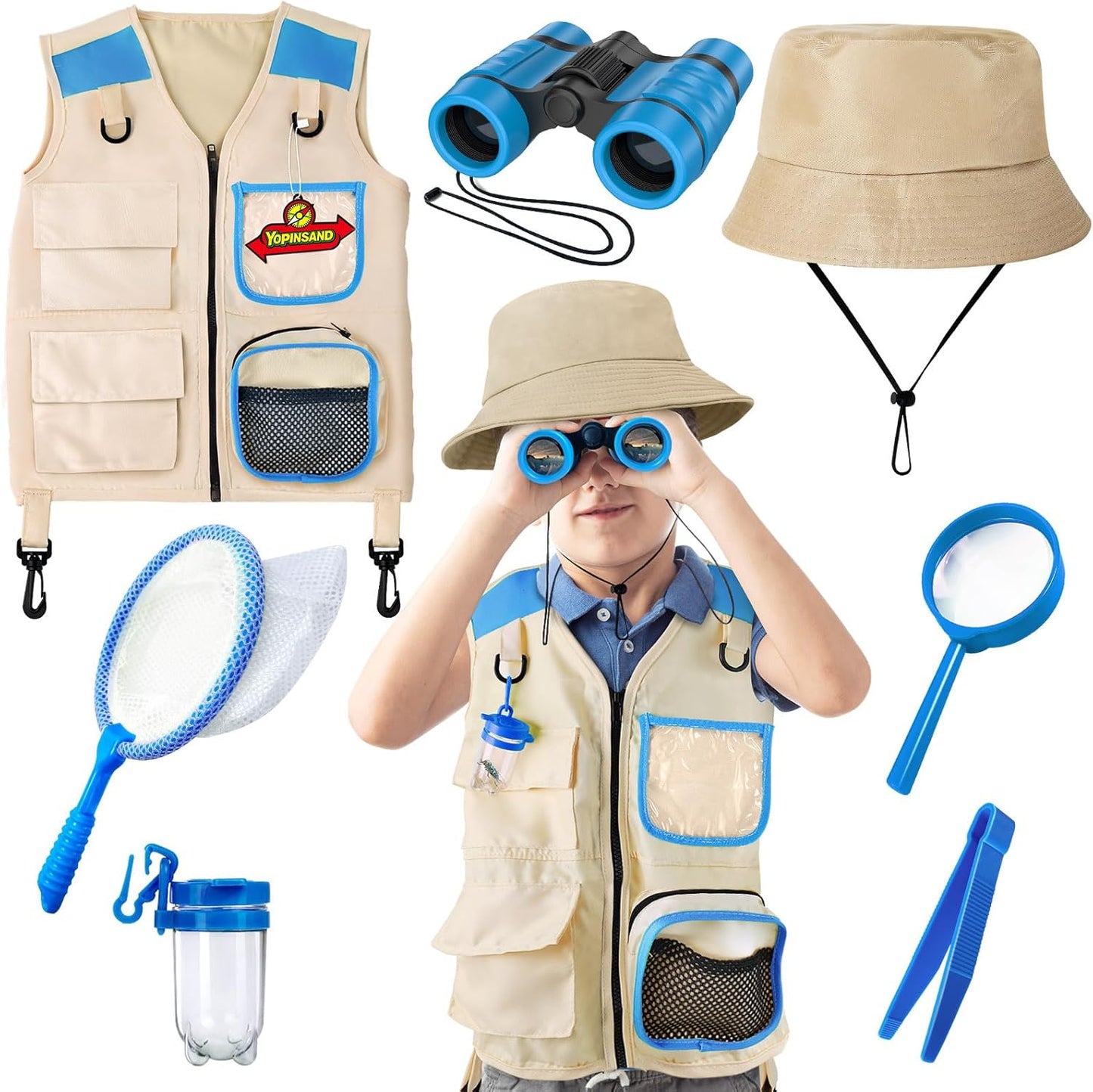 Kids Explorer Kit & Bug Catcher Kit, Kids Camping Gear for Kids, Outdoor Exploration Set with Vest & Hat, Ideal Outdoor Camping Adventure Toys for Ages 3 4 5 6 7 8 Boys Girls