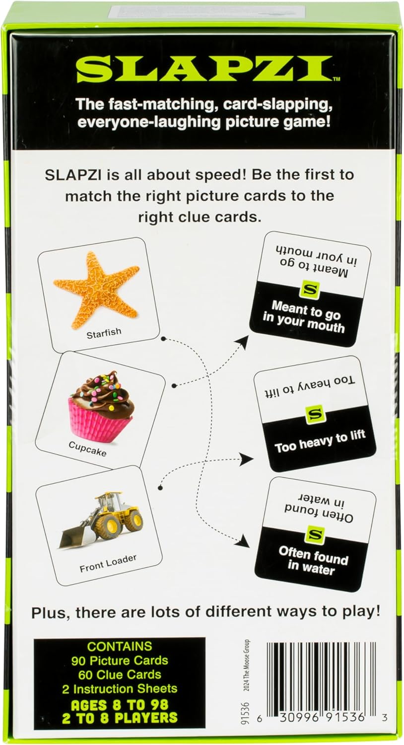 SLAPZI - The Fast-Matching, Card-Slapping Game, Match Picture Cards to Clue Cards and Slap Down Your Match, Fast, Fun and Easy, Perfect for Family Game Nights & Parties. for 2-8 Players, Ages 8+