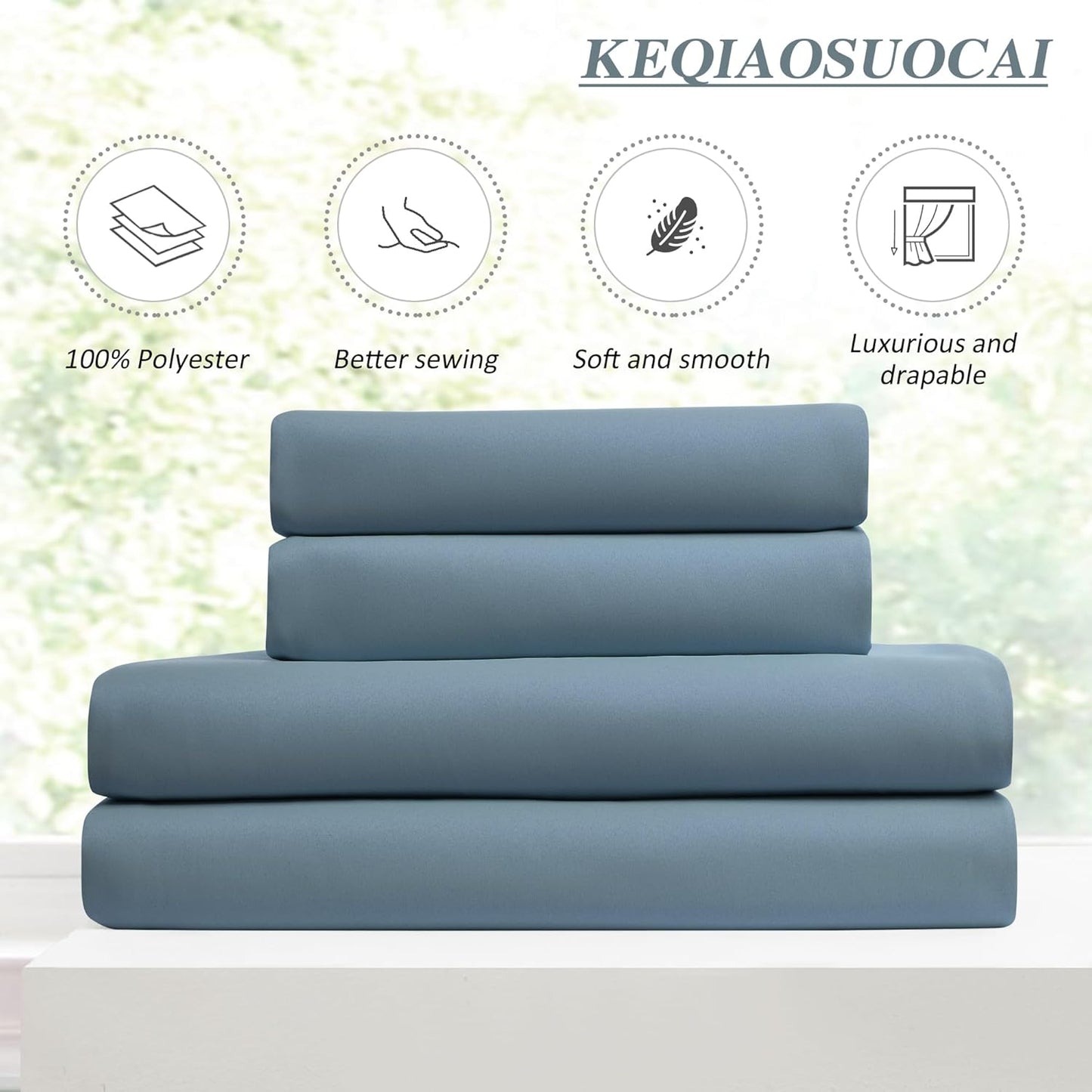 KEQIAOSUOCAI Pinch Pleated Blackout Curtain Drapes for Window 63" L - Triple Weave Energy Saving Thermal Room Divider Blackout Panels for Patio (72" Wide per Panel, 2 Panels, Dusty Blue)