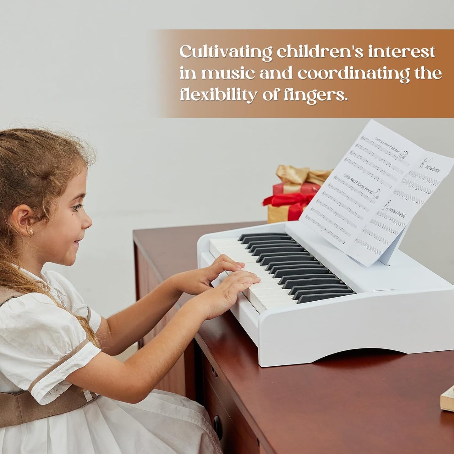 Kids Piano Keyboard, 37 Keys Digital Piano for children, Toddler Music Educational Instrument Toy Wood Piano for 3+ Girls and Boys