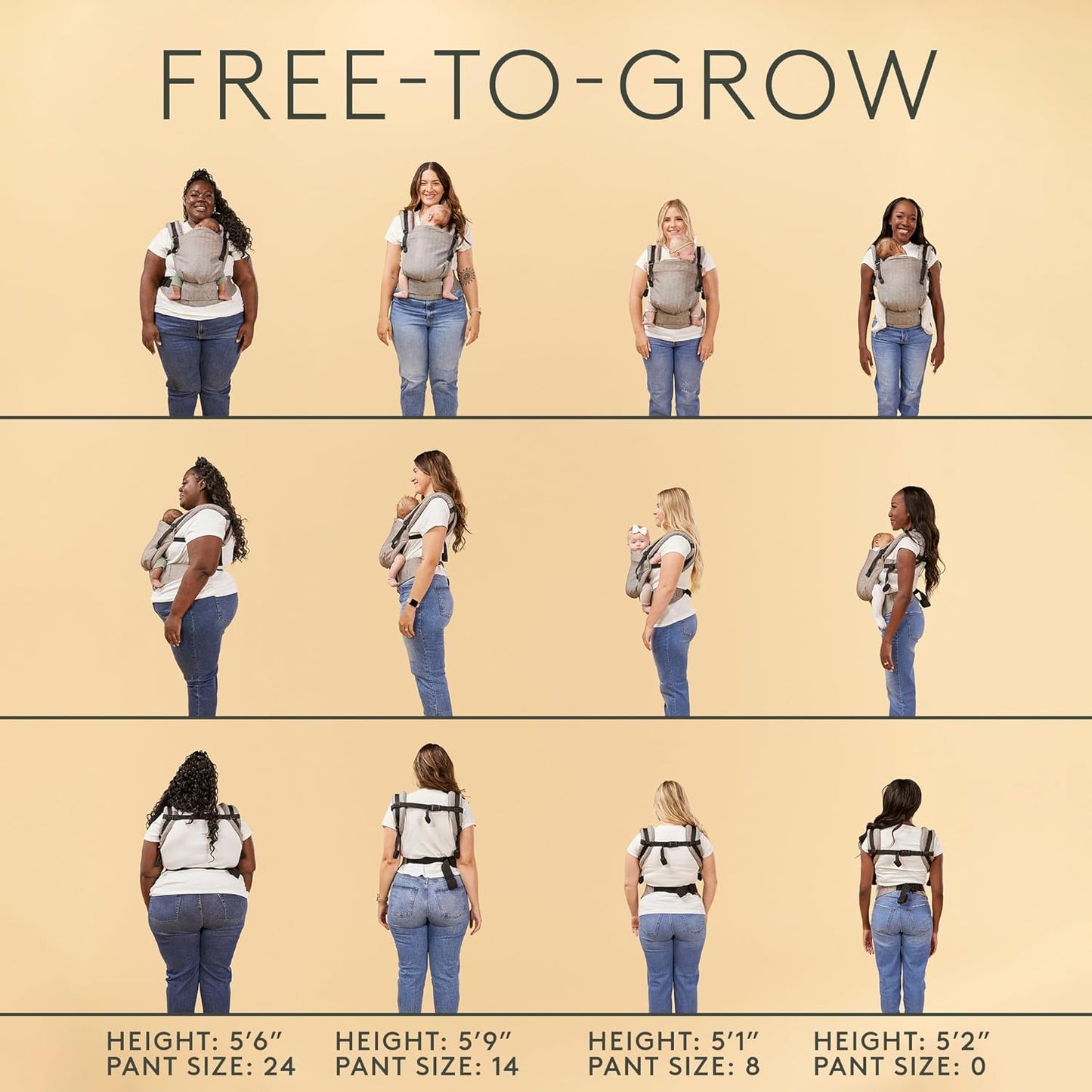 Baby Tula Breathable Mesh Panel Free-to-Grow Baby Carrier - Adjustable, Comfortable, Newborn to Toddler Carrier - Ergonomic Fit for 7lbs to 45lbs - Back & Front Carry Options - Overcast (Gray)