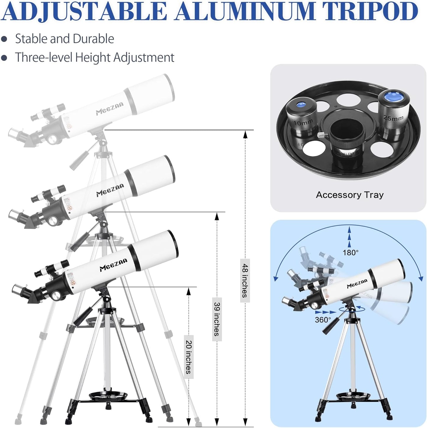 Telescope, Telescope for Adults High Powered, 80mm Aperture 600mm Portable Refractor Telescopes for Astronomy Beginners Fully Multi-Coated Optic High Transmission with Phone Adapter & Carry Bag