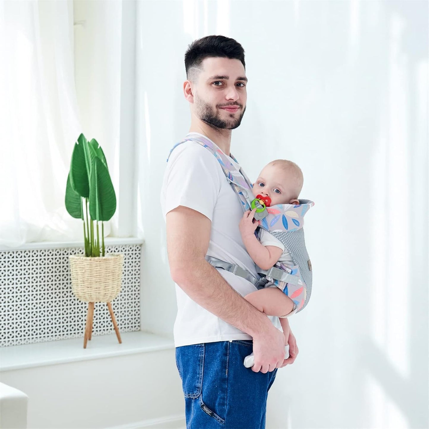 IULONEE Baby Carrier, Embrace Cozy 4-in-1 Infant Carrier Ergonomic Adjustable Holder Portable Convertible Front and Back Backpack Carry for Infants Toddlers Babies Girl and Boy 7-45 Pounds (Blue)